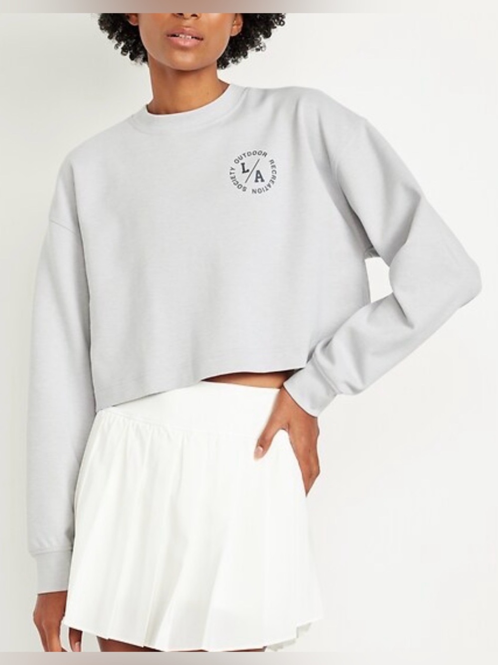 Old Navy “LA Outdoor Rec Society” Dynamic Fleece Cropped Sweatshirt, sz L Tall